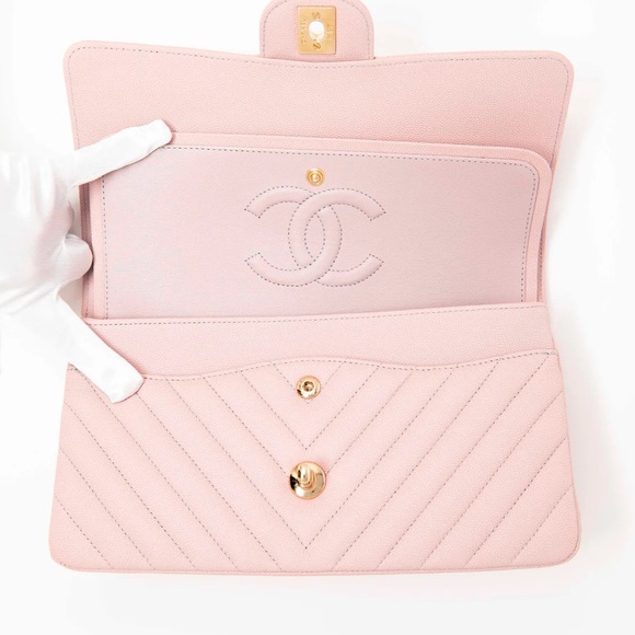 Chanel Pink Chevron Medium Classic Flap - Picture 12 of 16